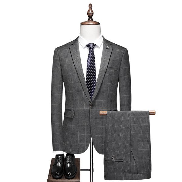 men's suits solid color plaid business fashion casual straight trousers two-piece set single row one button professional suit, White;black
men's suits solid color plaid business fashion casual straight trousers two-piece set single row one button professional suit, White;black