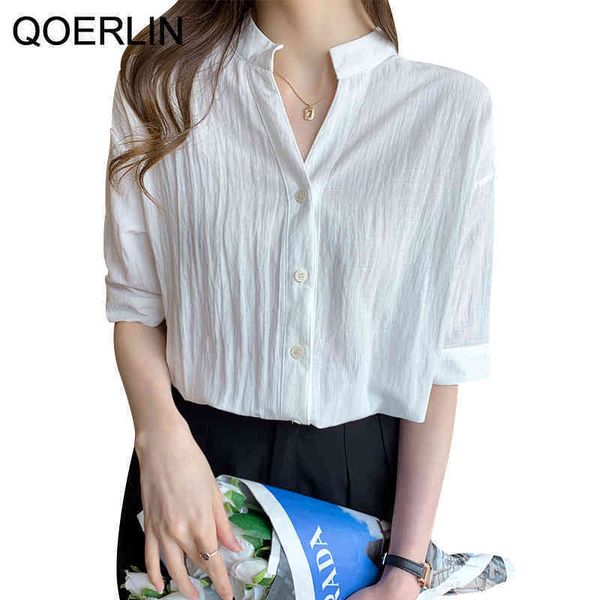 qoerlin work style office lady solid blouse women stand collar long sleeve single breast blusas spring loose white shirt 210412
qoerlin work style office lady solid blouse women stand collar long sleeve single breast blusas spring loose white shirt 210412