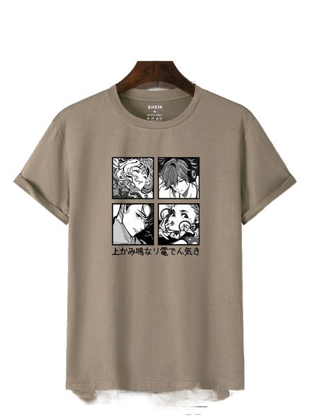 men japanese character and cartoon graphic tee u3mj#, White;black 
men japanese character and cartoon graphic tee u3mj#, White;black