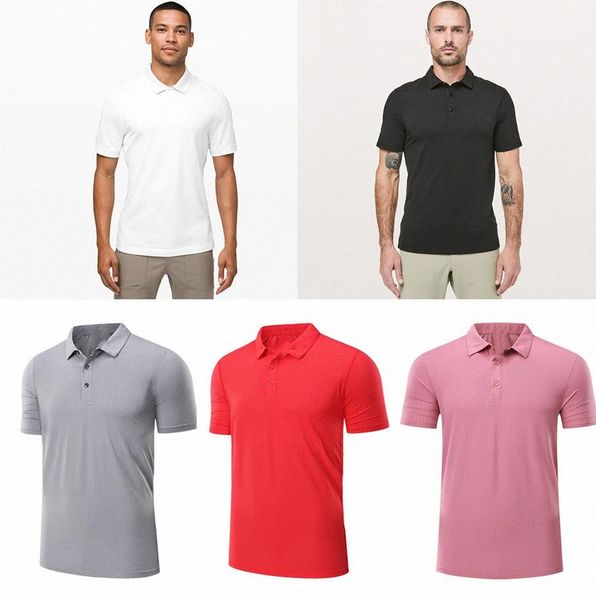 designer lu sports tee t shirt short-sleeved mens polo t-shirt oversized lapel men fitness outdoor running sports quick drying s-5xl t4uh#, White;black