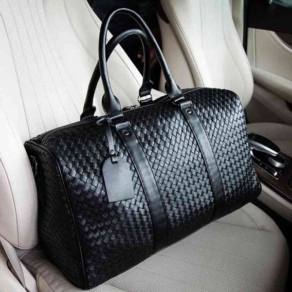 fashion handmade woven leather men's travel bag brand designer short trip luggage organizer tourism sports training
fashion handmade woven leather men's travel bag brand designer short trip luggage organizer tourism sports training