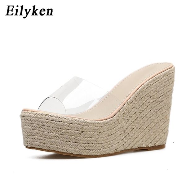 

eilyken summer pvc jelly sandals slippers shoes casual wedges 11.5cm women's sandals slippers size 34-40 220406, Black