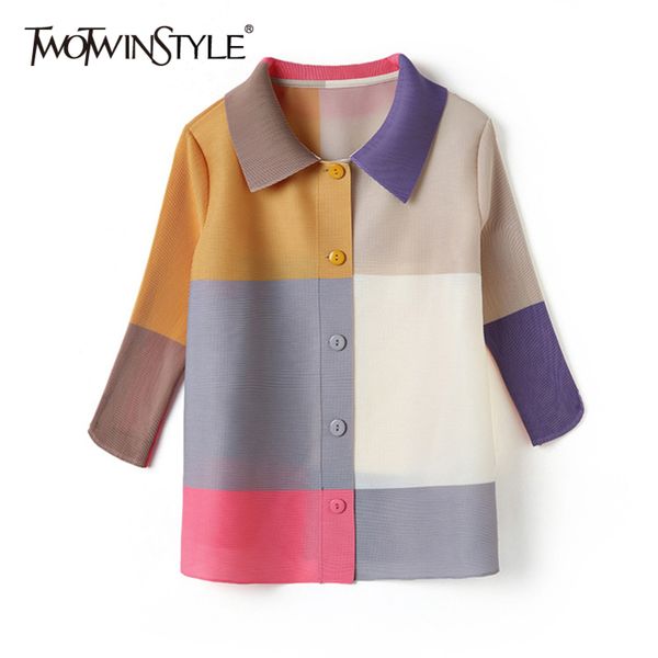plaid hit color shirt for women lapel half sleeve casual loose blouse female fashion clothing spring 210423, White
plaid hit color shirt for women lapel half sleeve casual loose blouse female fashion clothing spring 210423, White