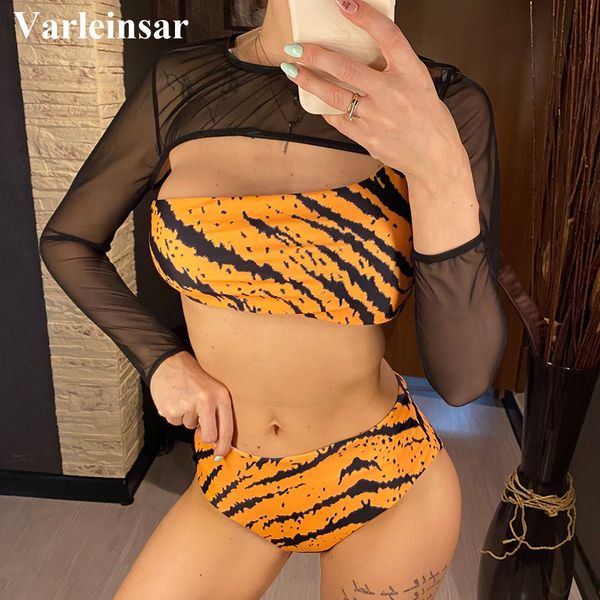long sleeve mesh zebra high waist bikini female swimsuit women swimwear three-pieces bikini set bather bathing suit swim v2834, White;black
long sleeve mesh zebra high waist bikini female swimsuit women swimwear three-pieces bikini set bather bathing suit swim v2834, White;black