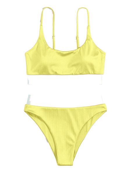 contrast tape bikini swimsuit 52d0#, White;black