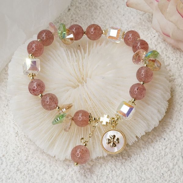 new strawberry crystal bracelet nvwang peach blossom student's friend's version exquisite shell lucky grass mori hand, Black
new strawberry crystal bracelet nvwang peach blossom student's friend's version exquisite shell lucky grass mori hand, Black