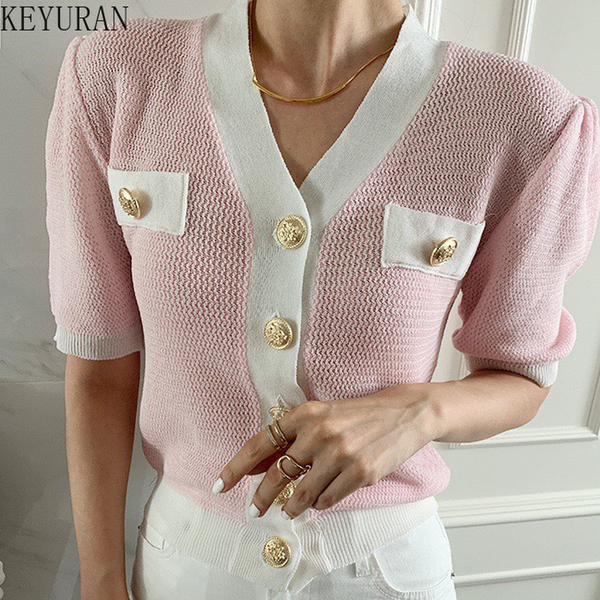 knitted cropped cardigan women 2022 summer short sleeve v neck single-breasted thin sweater, White;black
knitted cropped cardigan women 2022 summer short sleeve v neck single-breasted thin sweater, White;black