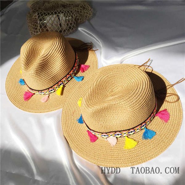 2022 summer straw woven women's ethnic handmade men's sun cowgirl tassel decoration casual beach hat panama, Blue;gray
2022 summer straw woven women's ethnic handmade men's sun cowgirl tassel decoration casual beach hat panama, Blue;gray