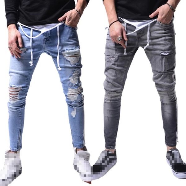 ripped jeans men 2022 fashion slim fit destroyed frayed gray skinny jeans male casual knee hole distressed denim pencil trousers, Blue
ripped jeans men 2022 fashion slim fit destroyed frayed gray skinny jeans male casual knee hole distressed denim pencil trousers, Blue