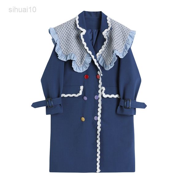 wool blue jacket women french lotus leaf collar retro hit color windbreaker female autumn and winter long jacquard color buttons l220725, Black
wool blue jacket women french lotus leaf collar retro hit color windbreaker female autumn and winter long jacquard color buttons l220725, Black