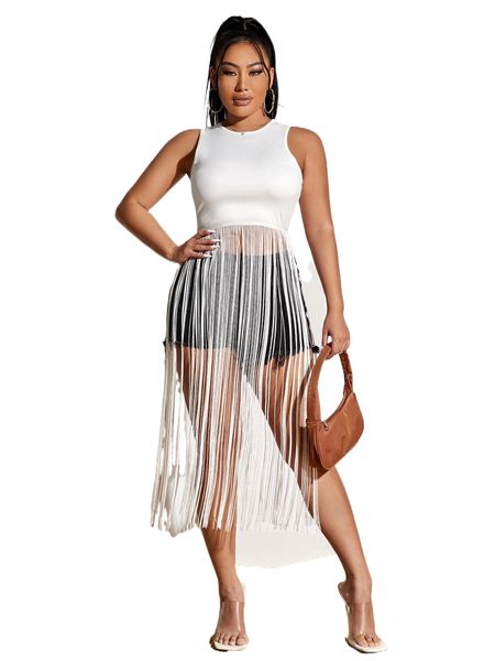 sxy fringe hem tank n4um#, White
