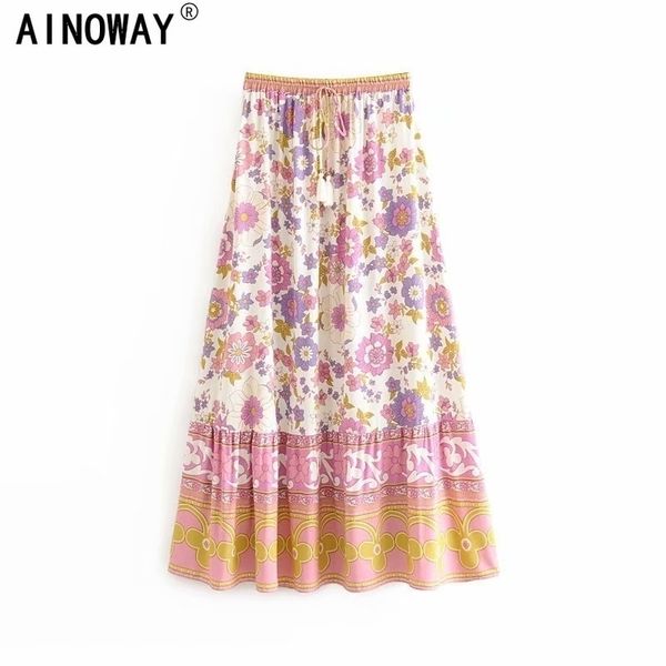 vintage chic hippie women pink floral print beach bohemian pleated skirt ladies high elastic waist aline rayon boho maxi skirt y200326, Black
vintage chic hippie women pink floral print beach bohemian pleated skirt ladies high elastic waist aline rayon boho maxi skirt y200326, Black