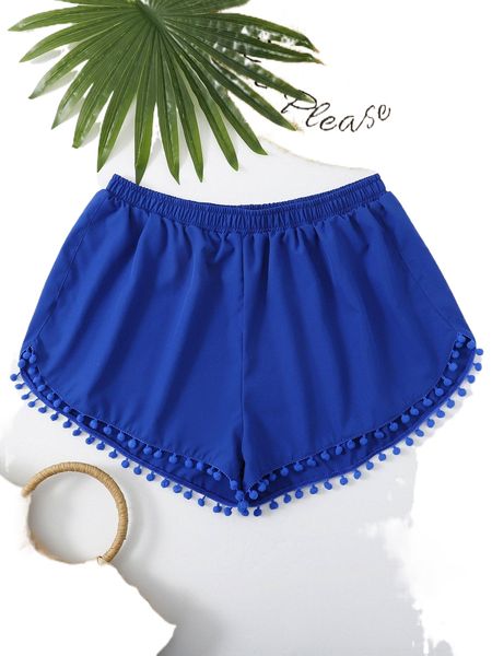 plus pom pom trim bikini bottom a2xt#, Black
