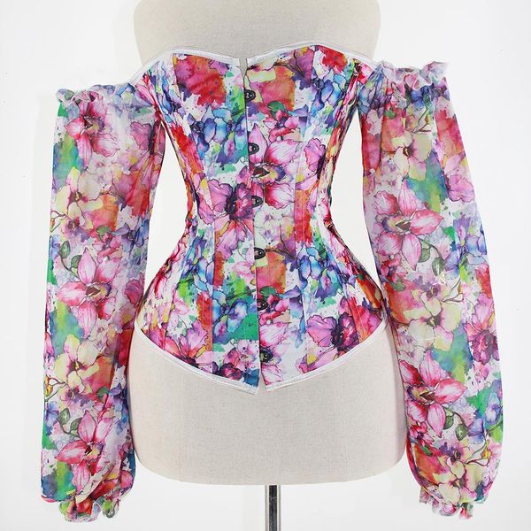 gothic overbust corset floral blouse off shoulder chiffon puff sleeve bustiers and corsets for women modeling strap, Black;white
gothic overbust corset floral blouse off shoulder chiffon puff sleeve bustiers and corsets for women modeling strap, Black;white
