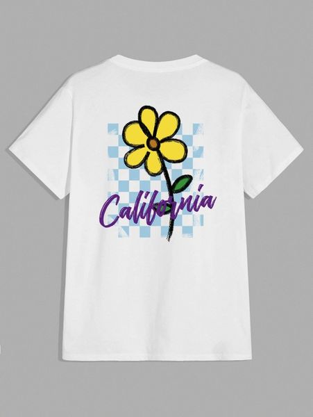 men floral & letter graphic tee 04uf#, White;black