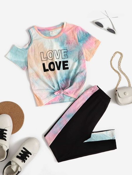 sheen girls tie dye lettered t-shirt and pants she, White
sheen girls tie dye lettered t-shirt and pants she, White