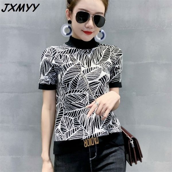 spring and summer leaf jacquard sweater korean half high neck bottoming sweater slim short sleeve t-shirt women jxmyy 210412, White
spring and summer leaf jacquard sweater korean half high neck bottoming sweater slim short sleeve t-shirt women jxmyy 210412, White