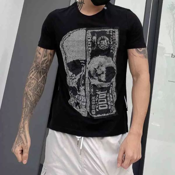 designereuropean station fashion brand pp short t-shirt men's creative prank on us dollar trend drill skull round ijf philipps pleins, Black;brown
designereuropean station fashion brand pp short t-shirt men's creative prank on us dollar trend drill skull round ijf philipps pleins, Black;brown