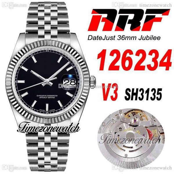 arf v3 126234 36mm cal sh3135 automatic mens watch fluted bezel black stick dial 904l jubileesteel bracelet with warranty card super edition, Slivery;brown
arf v3 126234 36mm cal sh3135 automatic mens watch fluted bezel black stick dial 904l jubileesteel bracelet with warranty card super edition, Slivery;brown