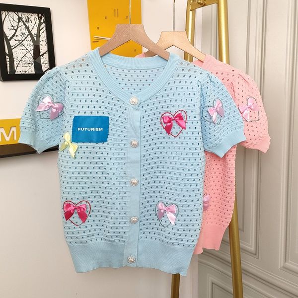 501 2022 summer brand same style blue pink sweater crew neck short sleeve cardigan fashion womens clothes ruibing, White;black
501 2022 summer brand same style blue pink sweater crew neck short sleeve cardigan fashion womens clothes ruibing, White;black