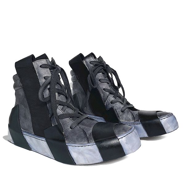 men ankle boots handmade genuine leather retro high shoes big size hip hop fashion sneakers man lace up flat shoes, Black
men ankle boots handmade genuine leather retro high shoes big size hip hop fashion sneakers man lace up flat shoes, Black