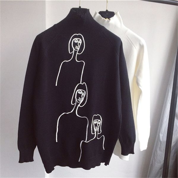 korobov korean women new sweaters cartoon embroidery female jumper long sleeve pullover turtleneck mujer sueter 76271 200924, White;black
korobov korean women new sweaters cartoon embroidery female jumper long sleeve pullover turtleneck mujer sueter 76271 200924, White;black
