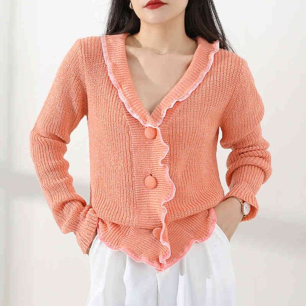women's hoodies sweatshirts autumn and winter korean v-neck trumpet sleeve knitted cardigan coat women's ruffle edge thin fashion, Black
women's hoodies sweatshirts autumn and winter korean v-neck trumpet sleeve knitted cardigan coat women's ruffle edge thin fashion, Black