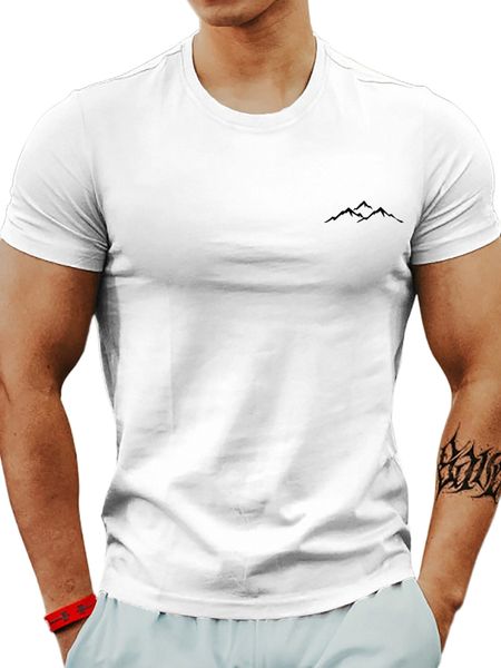 men mountain print tee 118f#, White;black
