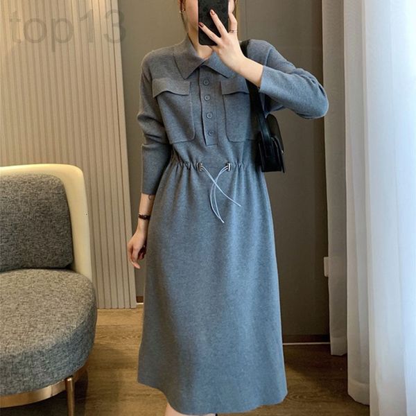 casual dresses designer ic xiaohe spring and autumn new style temperament lapel pocket high waist drawstring slim long sleeve dress knitted, Black;gray
casual dresses designer ic xiaohe spring and autumn new style temperament lapel pocket high waist drawstring slim long sleeve dress knitted, Black;gray