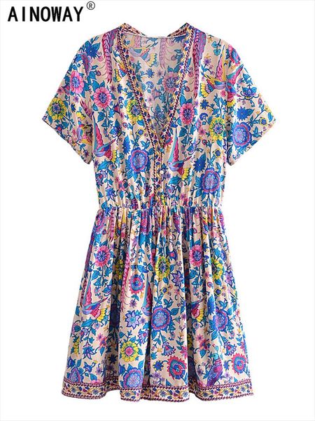 vintage chic women peacock floral dresses print deep v-neck bohemian mini ladies short sleeve happie beach boho dress vestidos, Black;gray
vintage chic women peacock floral dresses print deep v-neck bohemian mini ladies short sleeve happie beach boho dress vestidos, Black;gray