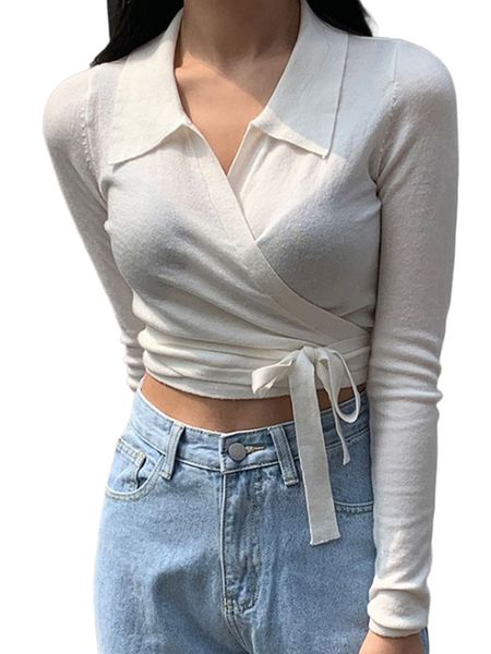 dazy wrap knot side crop cardigan t97x#, White;black 
dazy wrap knot side crop cardigan t97x#, White;black