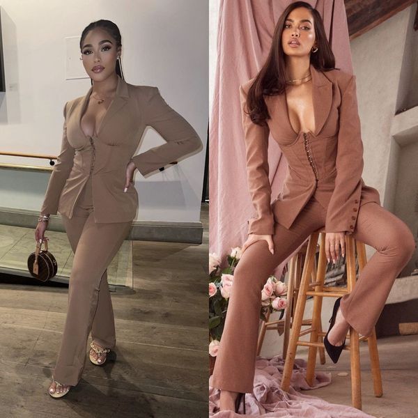 fashion women's blazer suits 2022 elegant bridesmaid dress long sleeved corset jacket pants ladies outfits two pieces, White;pink
fashion women's blazer suits 2022 elegant bridesmaid dress long sleeved corset jacket pants ladies outfits two pieces, White;pink
