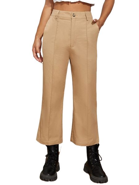 seam front slant pocket pants u7vi#, Black;white