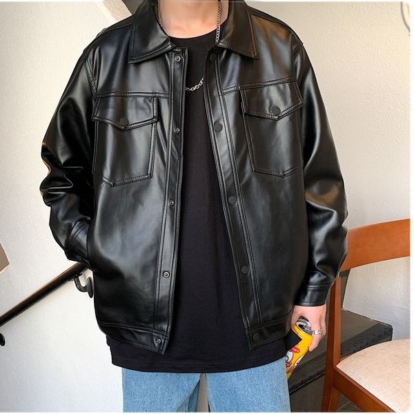 men spring black soft faux leather jacket mens hip hop jacket leather male oversize streetwear pockets clothes 220816, Black;brown
men spring black soft faux leather jacket mens hip hop jacket leather male oversize streetwear pockets clothes 220816, Black;brown