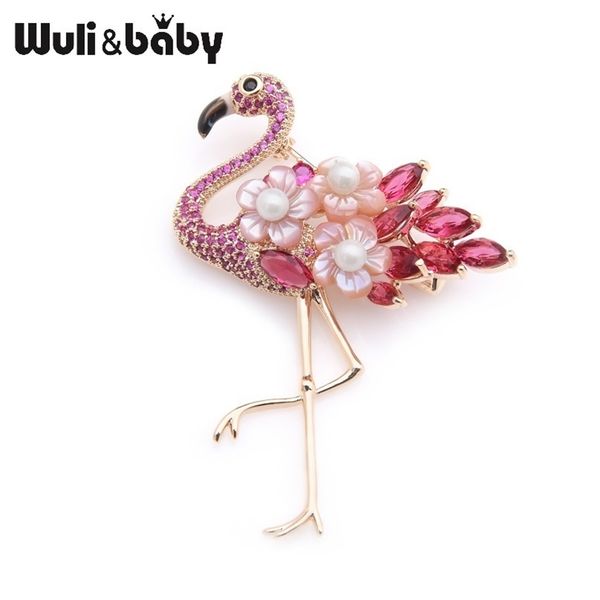 wuli&baby luxury natural shell pink crystal flamingo bird wedding banquet brooches pins for women and men 201009, Gray
wuli&baby luxury natural shell pink crystal flamingo bird wedding banquet brooches pins for women and men 201009, Gray