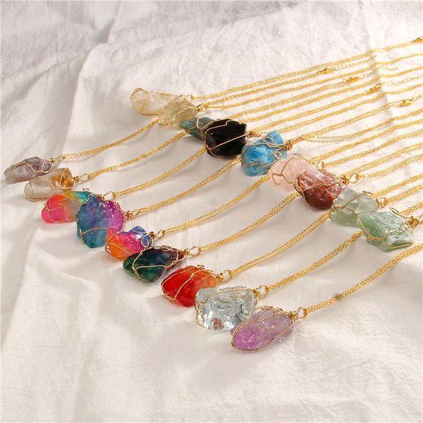 pendant necklaces raw stone necklace gold chain irregular shape charm colorful wedding party for women jewelry gifts, Silver
pendant necklaces raw stone necklace gold chain irregular shape charm colorful wedding party for women jewelry gifts, Silver