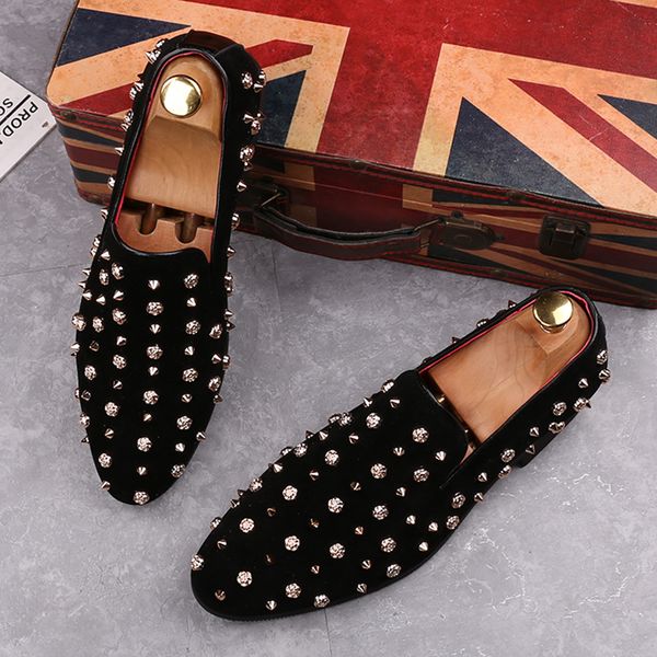 british designer mens metal studded rivet spike flats shoes male wedding flats dress homecoming prom formal shoes zapatos hombre, Black
british designer mens metal studded rivet spike flats shoes male wedding flats dress homecoming prom formal shoes zapatos hombre, Black