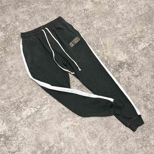 foaming printing askyurself sweatpants men women black pants white ribbon trousers t220803
foaming printing askyurself sweatpants men women black pants white ribbon trousers t220803