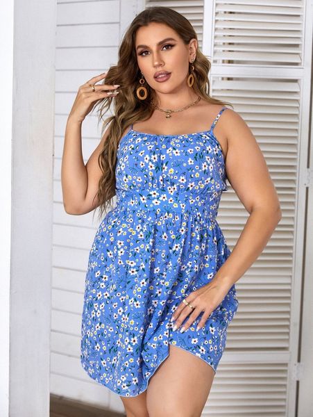 plus ditsy floral cami dress a63n#, Black 
plus ditsy floral cami dress a63n#, Black