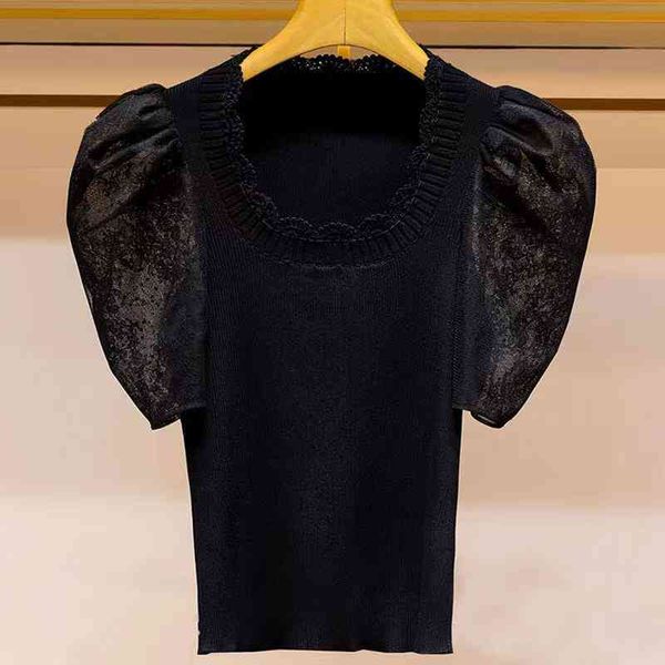 women's knits & tees zhuojia summer style square neck bubble short sleeve lace white slim fitting sweater womanly top
women's knits & tees zhuojia summer style square neck bubble short sleeve lace white slim fitting sweater womanly top