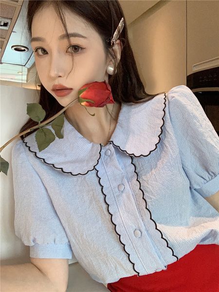 women's blouses & shirts women plaid summer short sleeve ruffled collar casual clothing female loose -4xl size, White
women's blouses & shirts women plaid summer short sleeve ruffled collar casual clothing female loose -4xl size, White