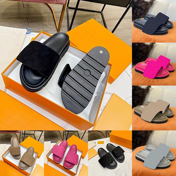 pool pillow comfort slippers men women smooth calfskin sandals mules letter embossing flat slide rubber bottom outsole non-slip slipper size, Black
pool pillow comfort slippers men women smooth calfskin sandals mules letter embossing flat slide rubber bottom outsole non-slip slipper size, Black