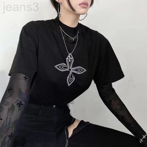 women's t-shirt designer smfk new cross tee print short sleeve loose casual midnight black folding round neck for men and women djp5, White
women's t-shirt designer smfk new cross tee print short sleeve loose casual midnight black folding round neck for men and women djp5, White