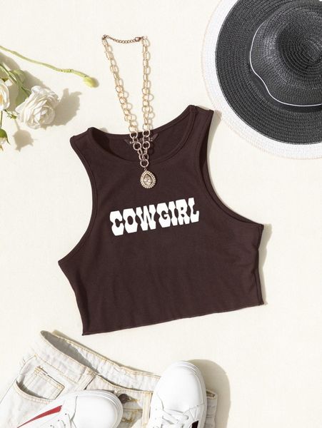 letter print tank b8r5#, White 
letter print tank b8r5#, White