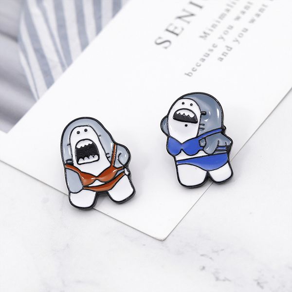 creative design shark enamel pins custom animal with bikini brooch clothes lapel pin jewelry gift for friends, Blue
creative design shark enamel pins custom animal with bikini brooch clothes lapel pin jewelry gift for friends, Blue