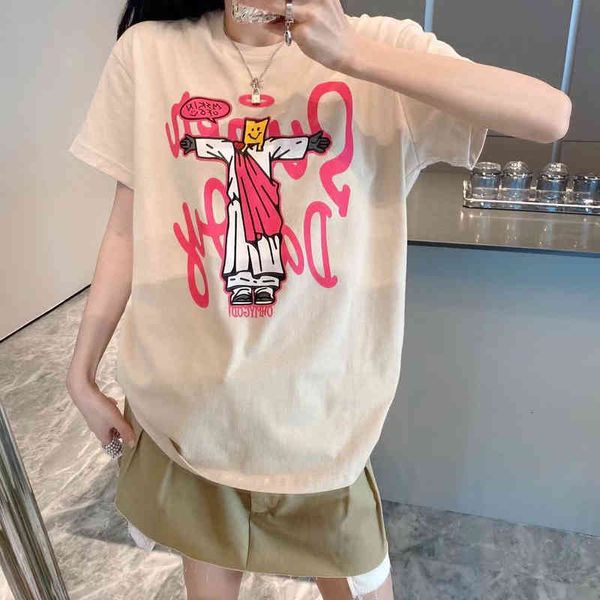 women's t-shirt 2022 early summer cartoon printed half sleeve women's bottomed ins loose foreign style round neck short t-shirt tr, White
women's t-shirt 2022 early summer cartoon printed half sleeve women's bottomed ins loose foreign style round neck short t-shirt tr, White