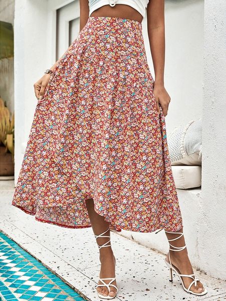 ditsy floral print wrap skirt c4oo#, Black 
ditsy floral print wrap skirt c4oo#, Black