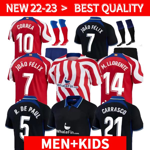 22 23 atletico madrids soccer jerseys morata griezmann joao felix 2022 2023 m.llorente correa koke camisetas de futbol lemar carrasco men ki, Black;yellow
22 23 atletico madrids soccer jerseys morata griezmann joao felix 2022 2023 m.llorente correa koke camisetas de futbol lemar carrasco men ki, Black;yellow