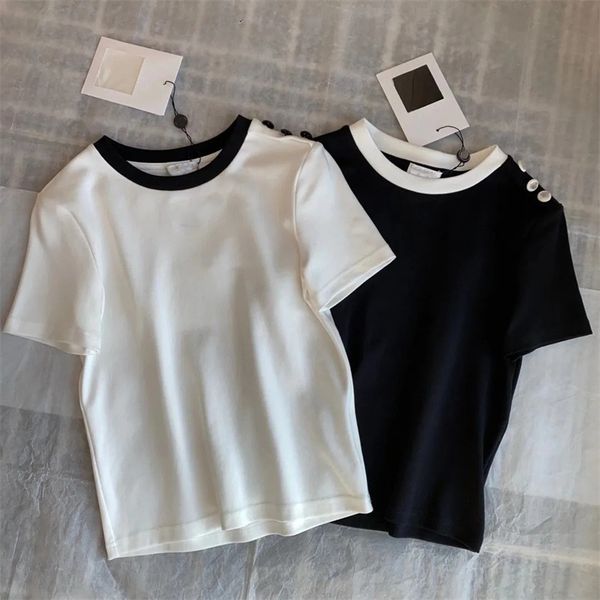 women's t-shirt short sleeve blousecasual match letter slim girl black white button logo shirts fashion 22ss cotton
women's t-shirt short sleeve blousecasual match letter slim girl black white button logo shirts fashion 22ss cotton
