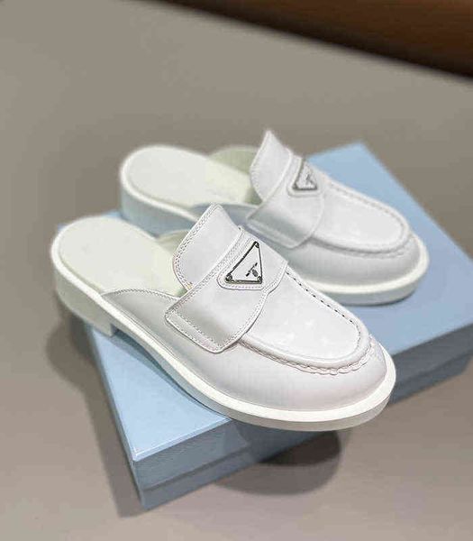p triangle logo semi slipper loafers casual shoes patent leather muller shoes baotou thick heel slippers, Black
p triangle logo semi slipper loafers casual shoes patent leather muller shoes baotou thick heel slippers, Black